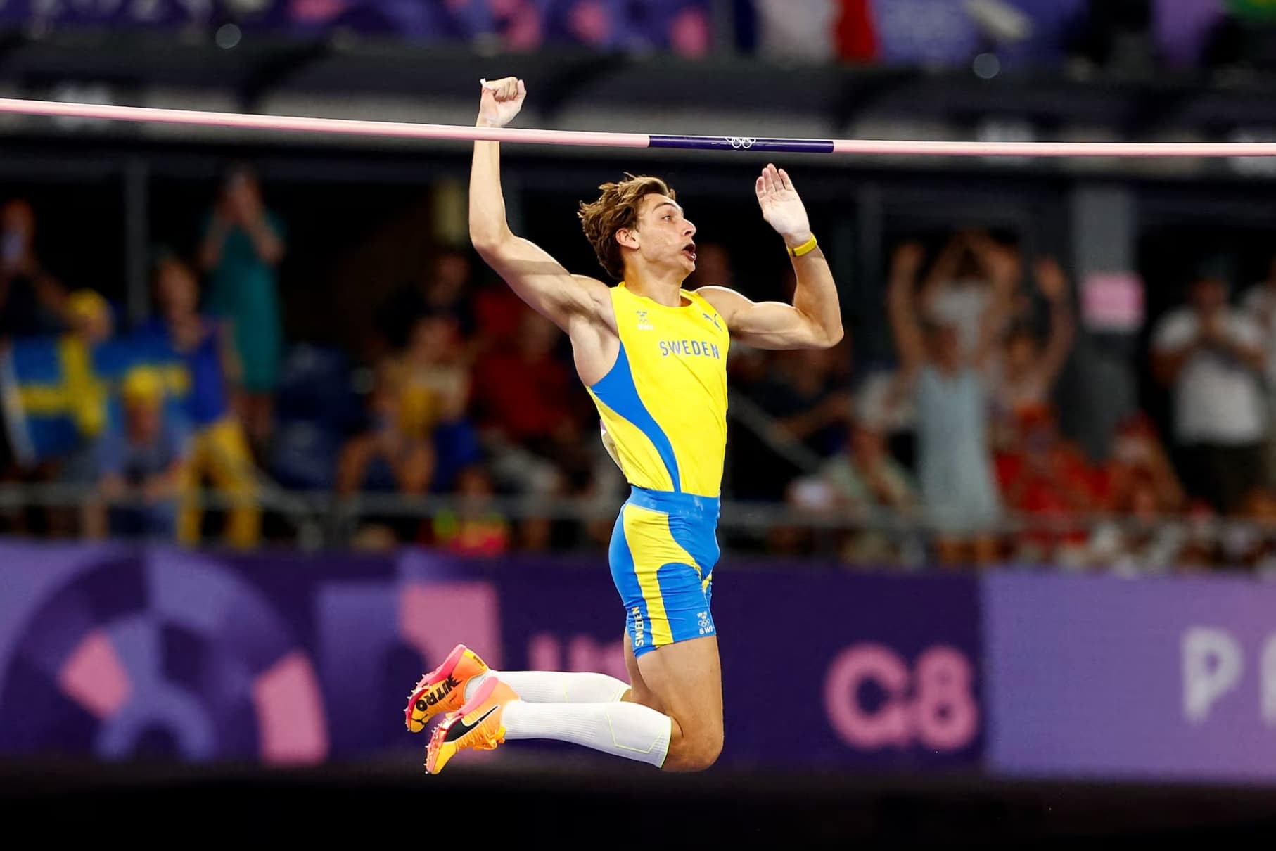 Sweden’s Armand Duplantis during his record-breaking vault.